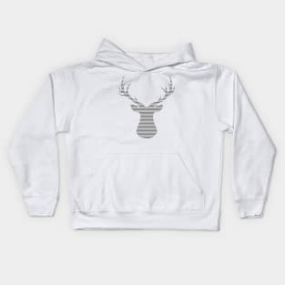 Deer - strips - gray and white. Kids Hoodie